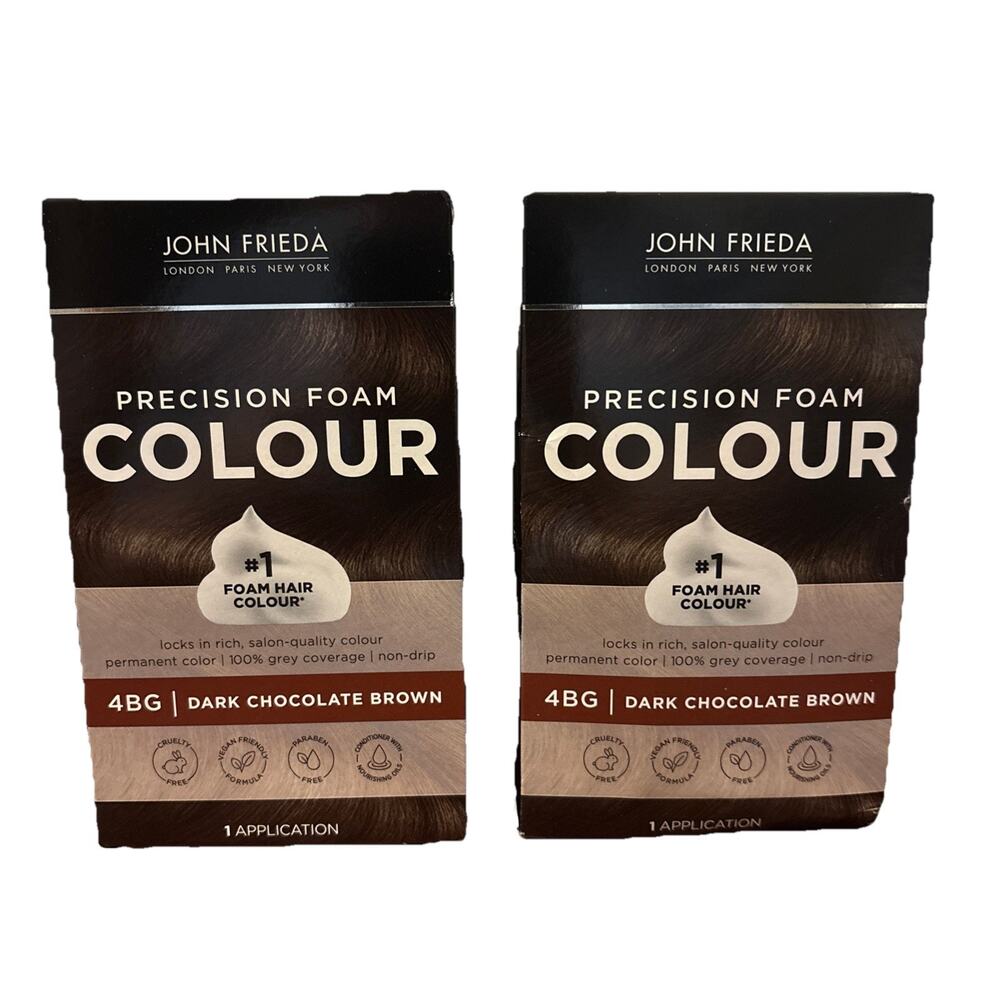 (2) John Frieda Brown Precision Foam Color Dark Chocolate 4BG Hair Colour